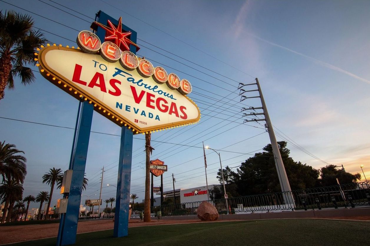 Iconic casino resort skyline at dusk