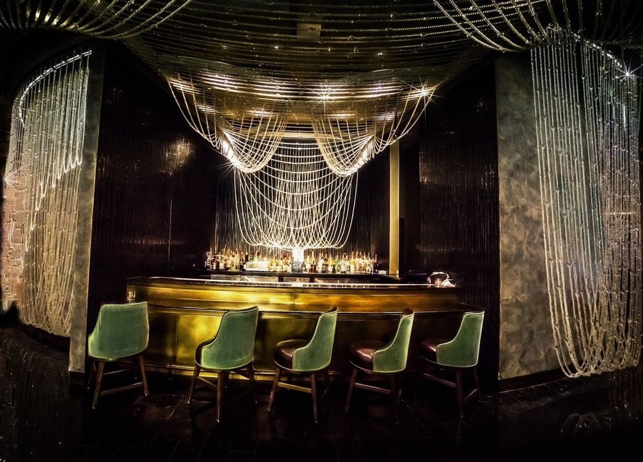 Elegant lounge bar inside Le Rocher Grand