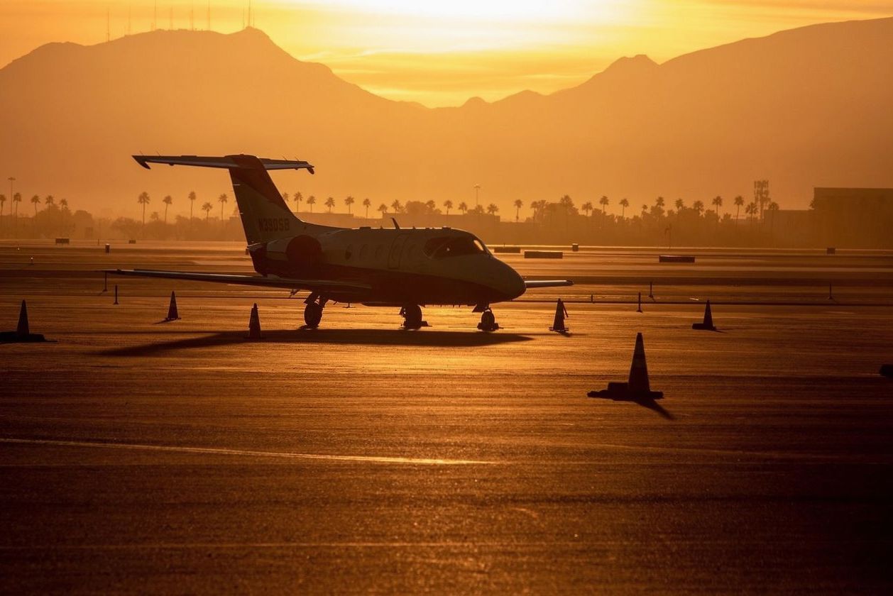 Private plane arrival at sunset near Palawan Bay Resort